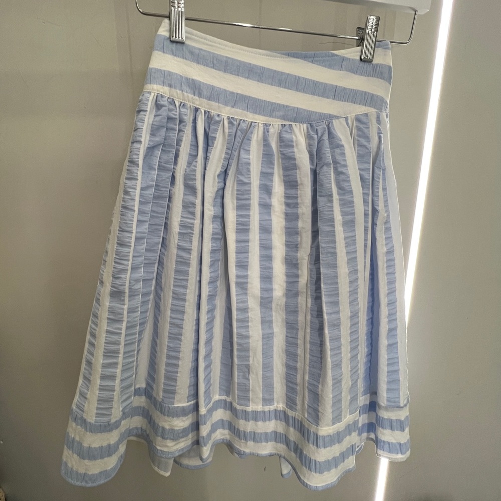 Thierry Colson Alice Seersucker Skirt Blue